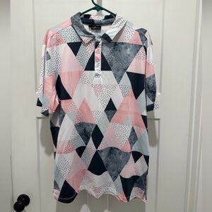 Yatta Golf Polo Shirt Mens L Geometric Performance Stretch